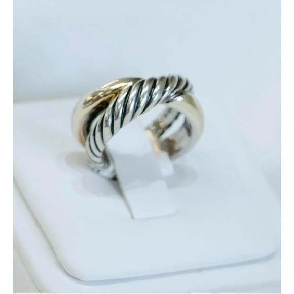 Flash SALE🎉david yurman Silver and 18k Gold Twisted Ring - Picture 2 of 8